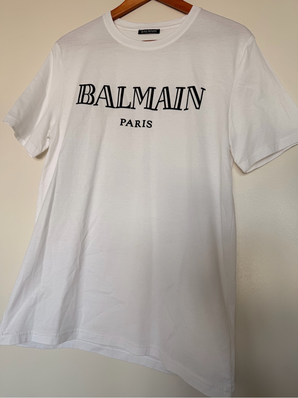 Balmain White Short Sleeve Logo Tee